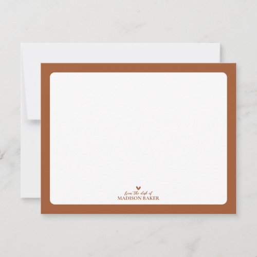 Terracotta  Simple Heart Personalized Stationery Note Card