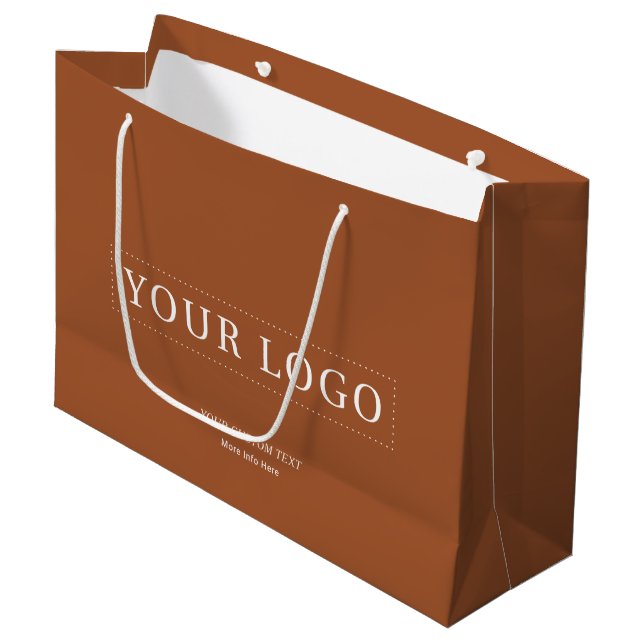 Terracotta Simple Minimal Business Logo Large Gift Bag (Front Angled)
