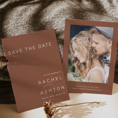 Terracotta Simple Minimalist Wedding Photo  Save The Date