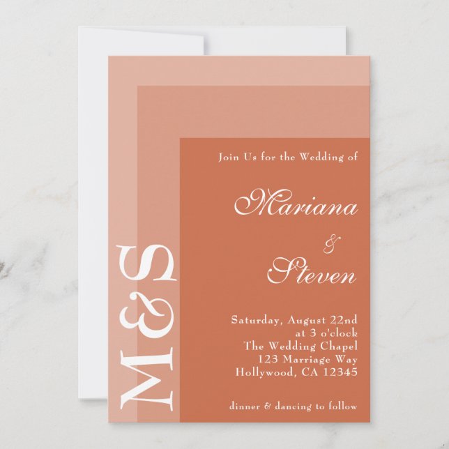 Terracotta Simple Modern Chic Script Wedding Invitation (Front)