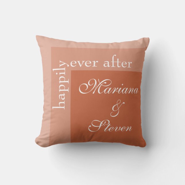 Terracotta Simple Modern Chic Script Wedding Throw Pillow (Front)