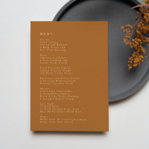 Terracotta Simple Plain Modern Wedding Menu