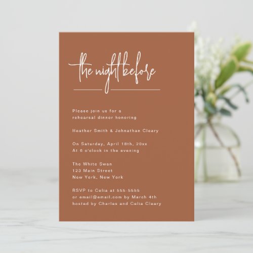 Terracotta Simple Rehearsal Dinner Invitation