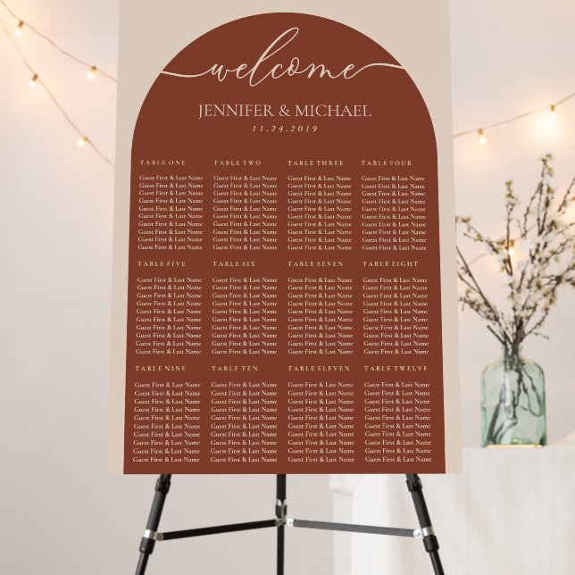 Terracotta Simple Seating Number Welcome Foam Board (In Situ (Stand))