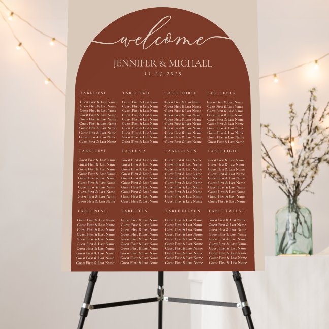 Terracotta Simple Seating Number Welcome Foam Board