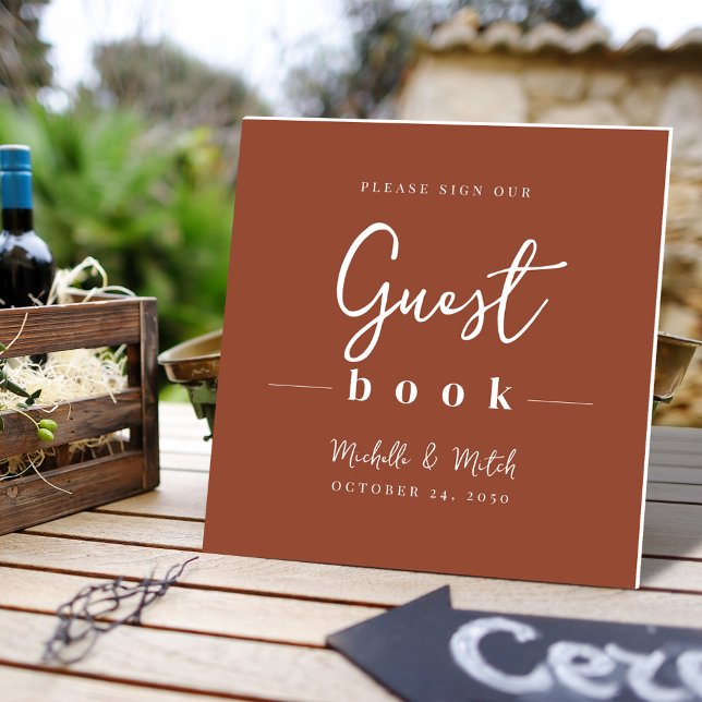 Terracotta Simple Wedding Calligraphy Guest Book Foam Board (This template is for a 12" x 12" foam board, other sizes are available. )
