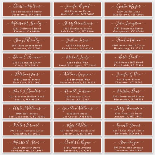 Terracotta Simple Wedding Guest Address Labels