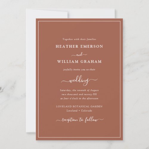 Terracotta Simple Wedding Invitation