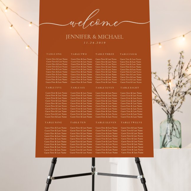Terracotta Simpler Seating Number Welcome Foam Board