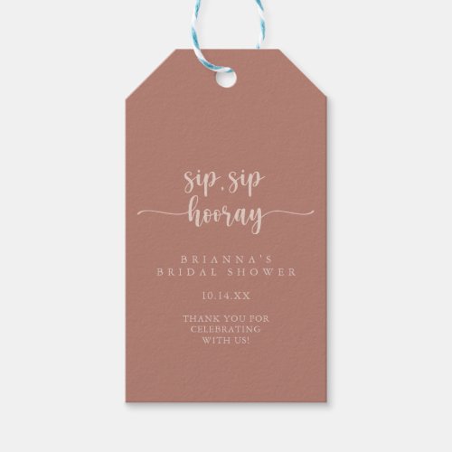 Terracotta Sip Sip Hooray Bridal Shower  Gift Tags