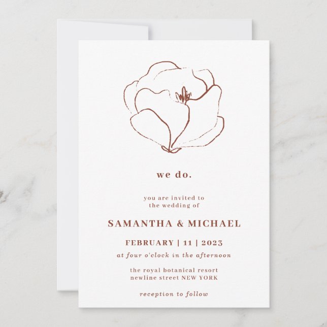 Terracotta Sketch Rustic Eucalyptus we do Invitation (Front)