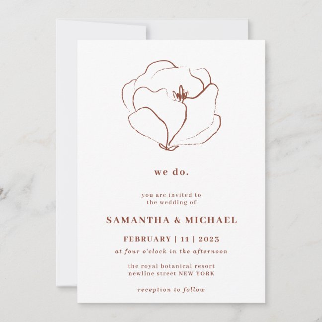 Terracotta Sketch Rustic Eucalyptus we do Invitation