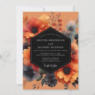 Terracotta Slate Bloom Wedding Invitation