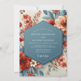 Terracotta & Slate Painterly Wedding Invitation