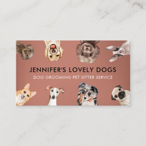 Terracotta Small Size Dogs Pet Sitter Business Card