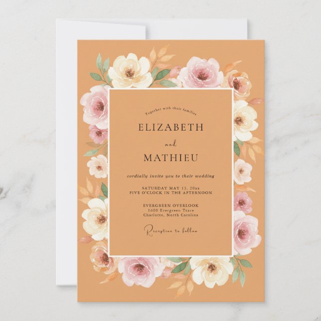 Terracotta Soft Petal Autumn Wedding Invitation (Front)