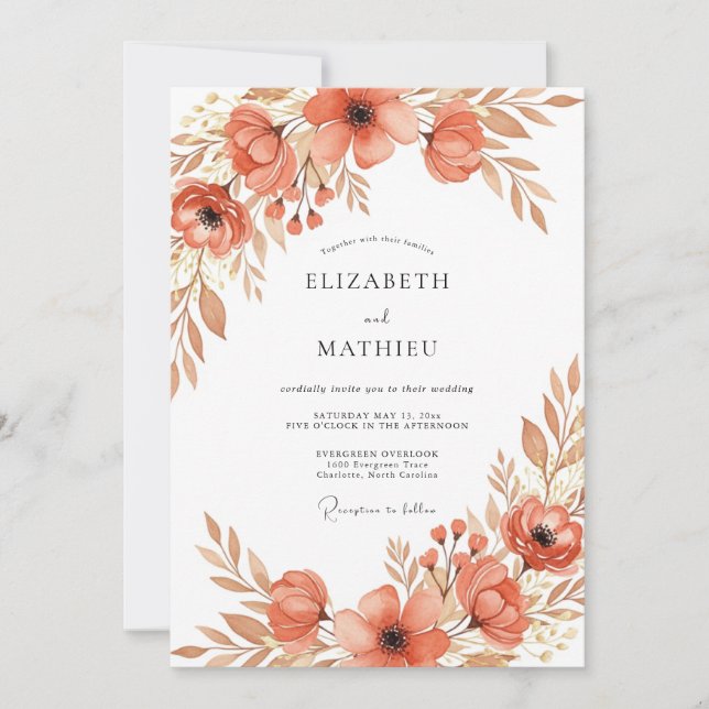 Terracotta Sophisticated Autumnal Wedding Invitation (Front)