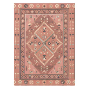 Terracotta Southwestern Tribal Geometric Art Tablecloth