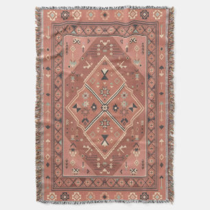 Terracotta Southwestern Tribal Geometric Art Throw Blanket