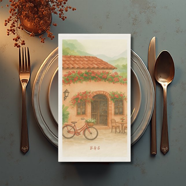 Terracotta Spanish Hacienda Destination Wedding Paper Guest Towels (Creator Uploaded)