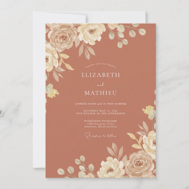 Terracotta Splendid Autumn Wedding Invitation (Front)