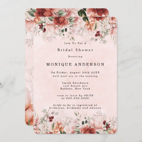 Terracotta Spring Fall Floral Bridal Shower Invitation