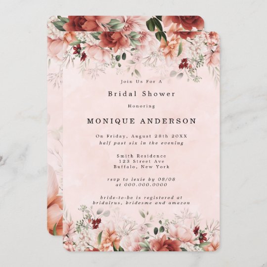 Terracotta Spring Fall Floral Bridal Shower Invitation | Zazzle.com