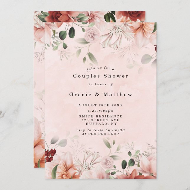 Terracotta Spring Fall Floral Couples Shower (Front/Back)