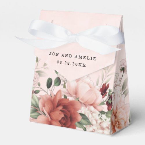 Terracotta Spring Fall Floral Wedding Favor Boxes