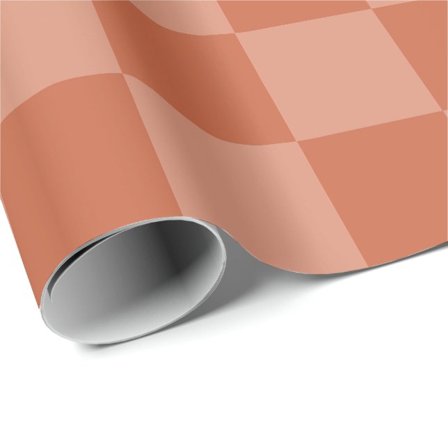 Terracotta Squares Dark and Light Squares Custom Wrapping Paper (Roll Corner)