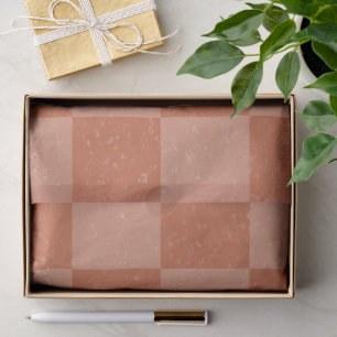 Terracotta Squares Distressed Old Print Style Tissue Paper