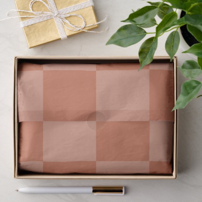 Terracotta Squares Distressed Old Print Style Tissue Paper (Gift)