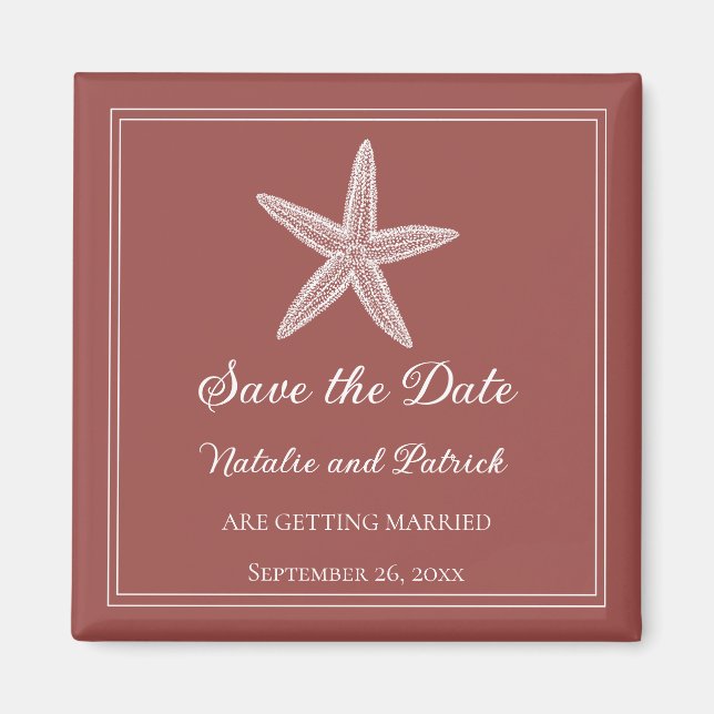 Terracotta Starfish Save the Date Magnet (Front)