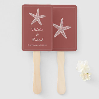 Terracotta Starfish Wedding Hand Fans