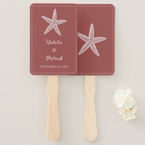 Terracotta Starfish Wedding Hand Fans