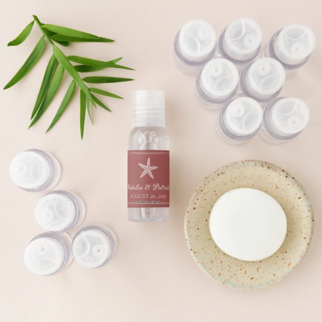 Terracotta Starfish Wedding Hand Sanitizer (Laydown)