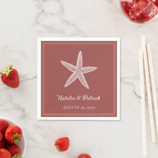 Terracotta Starfish Wedding Napkins
