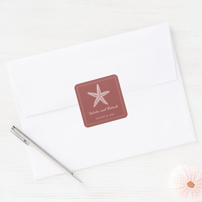 Terracotta Starfish Wedding Stickers (Envelope)