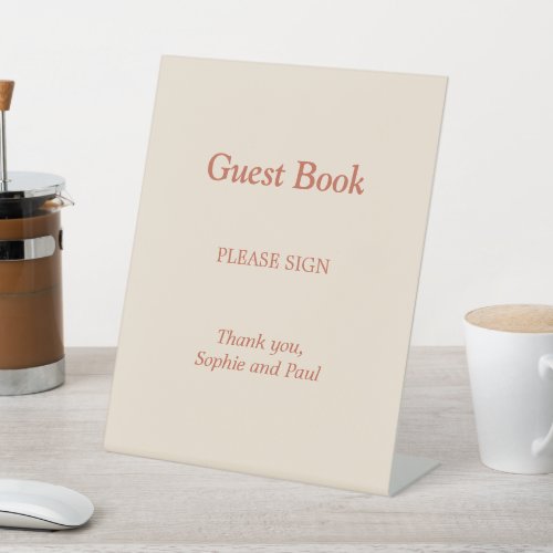Terracotta Straw Beige Guest Book Pedestal Sign
