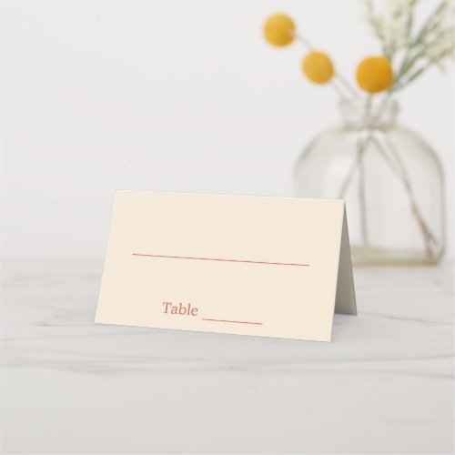 Terracotta Straw Beige Wedding Folded Place Card