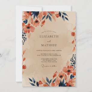 Terracotta Striking Autumnal Wedding Invitation