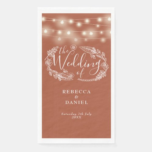 Terracotta String Lights Floral Wedding Paper Guest Towels
