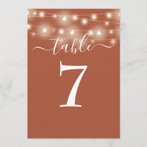 Terracotta String Lights Table Number