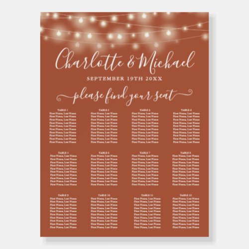 Terracotta String Lights Wedding Seating Chart Foam Board