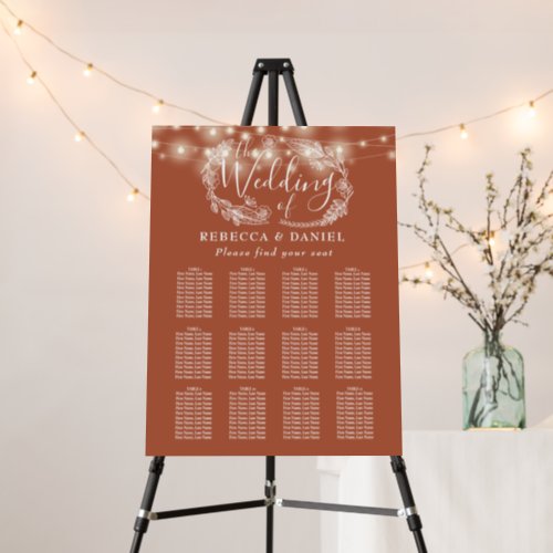Terracotta String Lights Wedding Seating Plan Foam Board