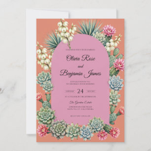 Terracotta Succulent Desert Eucalyptus Wedding Invitation