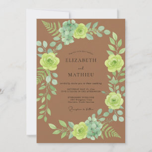 Terracotta Succulent Eucalyptus Wedding Invitation