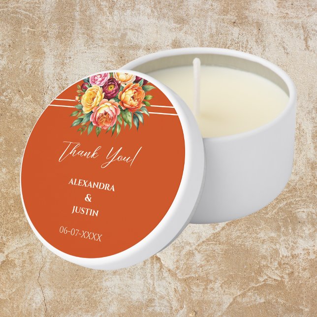 Terracotta Summer Floral Wedding Thank You Mini Candle Favors (Creator Uploaded)