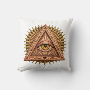 Terracotta Sun Eye Throw Pillow