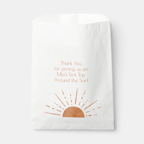 Terracotta Sun First Trip Around Thank You  Favor Bag